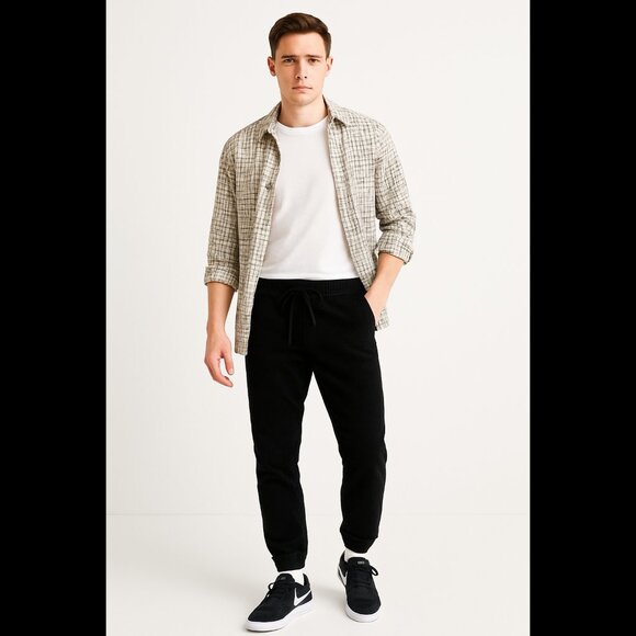 Topman tapered Cord Joggers – W32 L30 (black) - Picture 9 of 10